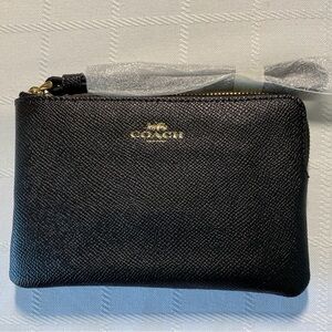 Coach Corner Zip Wristlet Black NWT